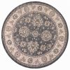 8' Gray And Ivory Floral Medallion Round Rug