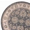 8' Gray And Ivory Floral Medallion Round Rug