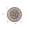 8' Gray And Ivory Floral Medallion Round Rug