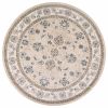 8' Beige And Ivory Floral Medallion Round Rug