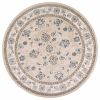 8' Beige And Ivory Floral Medallion Round Rug