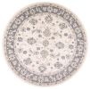 8' Ivory And Gray Floral Medallion Round Rug