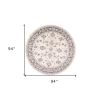 8' Ivory And Gray Floral Medallion Round Rug