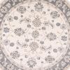 8' Ivory And Gray Floral Medallion Round Rug