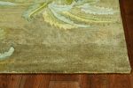 4' X 6' Moss Green And Yellow Wool Tropical Botanical Hand Tufted Area Rug