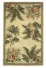 4' X 6' Ivory Green And Brown Genuine Wool Tropical Botanical Hand Tufted Area Rug