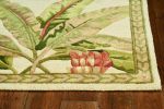 4' X 6' Ivory Green And Brown Genuine Wool Tropical Botanical Hand Tufted Area Rug