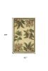 4' X 6' Ivory Green And Brown Genuine Wool Tropical Botanical Hand Tufted Area Rug