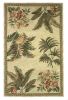 4' X 6' Ivory Green And Brown Genuine Wool Tropical Botanical Hand Tufted Area Rug