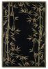 4' X 6' Black Green And Brown Wool Tropical Botanical Hand Tufted Area Rug