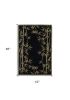 4' X 6' Black Green And Brown Wool Tropical Botanical Hand Tufted Area Rug