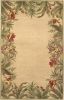 4' X 6' Beige Red And Green Wool Tropical Floral Hand Tufted Area Rug