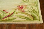 4' X 6' Beige Red And Green Wool Tropical Floral Hand Tufted Area Rug