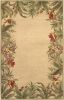 4' X 6' Beige Red And Green Wool Tropical Floral Hand Tufted Area Rug