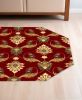 8' Red Beige And Brown Floral Vines Octagon Rug
