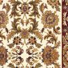 7' Ivory Red And Orange Floral Medallion Octagon Rug