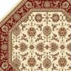 7' Red Ivory And Brown Floral Medallion Octagon Rug