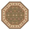 7' Green And Ivory Floral Octagon Rug