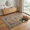8' Beige And Ivory Floral Medallion Octagon Rug