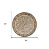 6' Gray Brown And Ivory New Zealand Lambs Wool Floral Medallion Hand Tufted Round Rug
