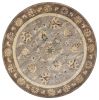 6' Gray Brown And Ivory New Zealand Lambs Wool Floral Medallion Hand Tufted Round Rug
