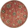 6' Sienna Gold And Green New Zealand Lambs Wool Floral Vines Hand Tufted Round Rug