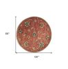 6' Sienna Gold And Green New Zealand Lambs Wool Floral Vines Hand Tufted Round Rug