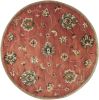 6' Sienna Gold And Green New Zealand Lambs Wool Floral Vines Hand Tufted Round Rug