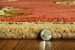 6' Sienna Gold And Green New Zealand Lambs Wool Floral Vines Hand Tufted Round Rug
