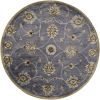 6' Dark Gray Green And Brown New Zealand Lambs Wool Floral Hand Tufted Round Rug