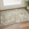 3' X 5' Beige And Blue Floral Medallion Hand Loomed Area Rug