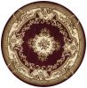 7' Red and Ivory Floral Border Round Rug