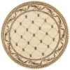 8' Ivory And Brown Floral Vines Round Rug