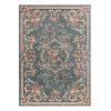 8' X 10' Slate Blue And Red Floral Medallion Area Rug