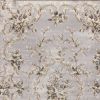 8' X 10' Light Gray Green And Tan Floral Medallion Area Rug