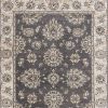 8' X 10' Gray And Ivory Floral Medallion Area Rug