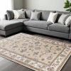 8' X 10' Beige And Ivory Floral Medallion Area Rug
