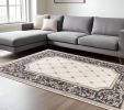 8' X 10' Ivory And Gray Floral Area Rug