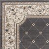 8' X 10' Gray And Ivory Floral Area Rug