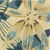 10' Ivory Teal And Green Wool Tropical Botanical Hand Tufted Runner Rug