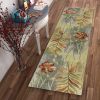 10' Blue And Green Wool Tropical Botanical Hand Tufted Runner Rug