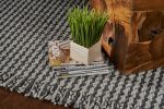 5' X 8' Gray And Light Gray Wool Houndstooth Hand Woven Area Rug With Fringe