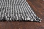 5' X 8' Gray And Light Gray Wool Houndstooth Hand Woven Area Rug With Fringe