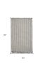 5' X 8' Ivory And Gray Wool Houndstooth Hand Woven Area Rug With Fringe