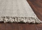 5' X 8' Beige And Gray Wool Chevron Hand Woven Area Rug