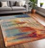 6' X 9' Blue Rust And Orange Abstract Area Rug