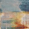 6' X 9' Blue Rust And Orange Abstract Area Rug