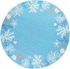 8' Blue Gray And White Fish and Coral Hand Tufted Round Rug