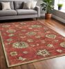 5' X 8' Sienna Gold And Green New Zealand Lambs Wool Floral Vines Hand Tufted Area Rug