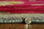 5' X 8' Sienna Gold And Green New Zealand Lambs Wool Floral Vines Hand Tufted Area Rug